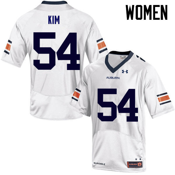 Women Auburn Tigers #54 Kaleb Kim College Football Jerseys Sale-White - Click Image to Close